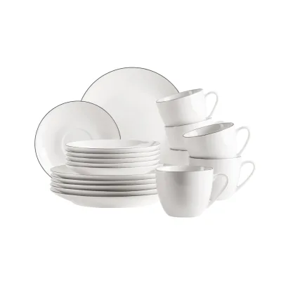 Mäser Kaffeeservice, Porzellan Felise Weiß / Schwarz