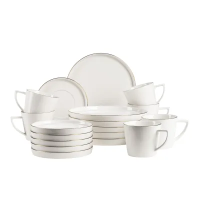 Mäser Kaffeeservice, Porzellan Sita Weiß / Gold