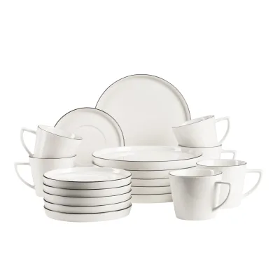 Mäser Kaffeeservice, Porzellan Sita Weiß / Schwarz