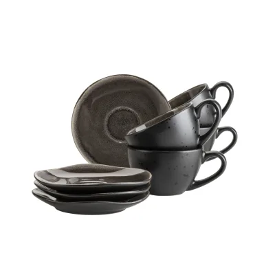 Mäser Kaffeetassen-Set, Keramik Niara Organic Braun / Schwarz