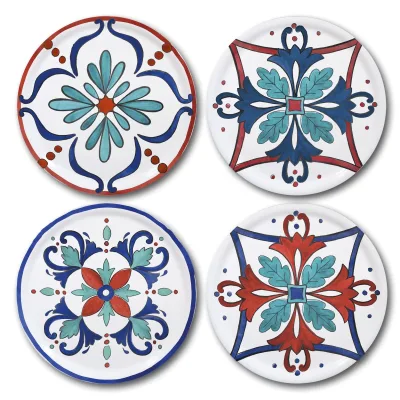 Mäser Pizzateller, Porzellan Margot Dunkelblau, Hellblau, Rot, Weiß