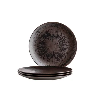 Mäser Platzteller-Set, Keramik Metallic Bronze Schwarz, Braun