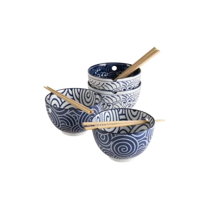 Mäser Schüssel Set, Porzellan Jurka Blau / Weiß