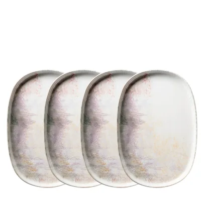 Mäser Servierplatten-Set, Steinzeug Aquarellia Weiß, Lila