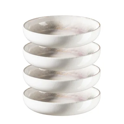 Mäser Suppenteller-Set, Steinzeug Aquarellia Weiß, Lila