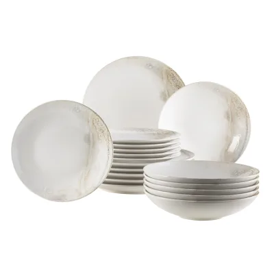 Mäser Teller-Set, Steinzeug Ossia Weiß / Beige
