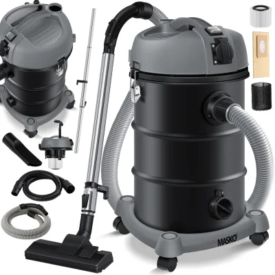 MASKO® Industriestaubsauger Staubsauger 6IN1 Nass & Trockensauger Aschesauger 2300W mit Steckdose & Blasfunktion   Trocken & Nass-Saugen   Industrie-Sauger mit Beutel & beutellos nutzbar, inkl. Filter