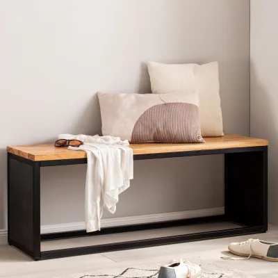 Massivholz Sitzbank 120 cm Akazie - Design Bank - Garderobenbank - Bettbank