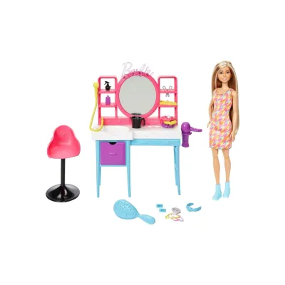 Mattel HKV00 - Barbie - Totally Hair - Haarsalon, Spielset mit Puppe & Zubehör