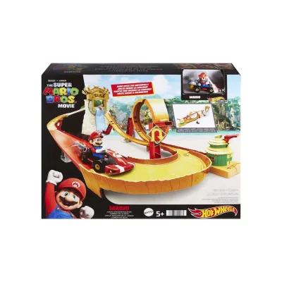 Mattel HMK49 - Hot Wheels - Super Mario Bros. Film - Dschungel-Königreich Rennbahn mit Mario
