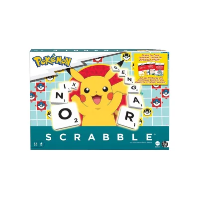 Mattel HXT28 - Mattel Games - Pokémon - 2 in 1 Scrabble Brettspiel – Klassisch spielen oder Pokémon-Modus wählen