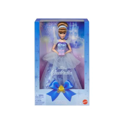 Mattel JCR78 - Disney Princess - Cinderella Geburtstagsfeier Puppe mit Geschenk-Accessoire
