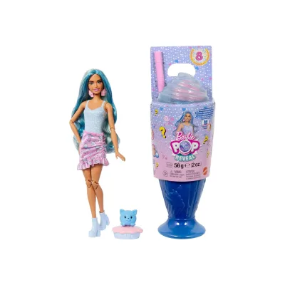 Mattel JFY61 - Barbie - Pop Reveal - Modepuppe mit 8 Überraschungen und formbaren Sand (56g), Cupcake Design