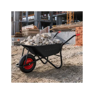 MAXCRAFT Schubkarre / Bauschubkarre Luftbereifung 250 kg 100 L Schwarz / Rot - Black Edition