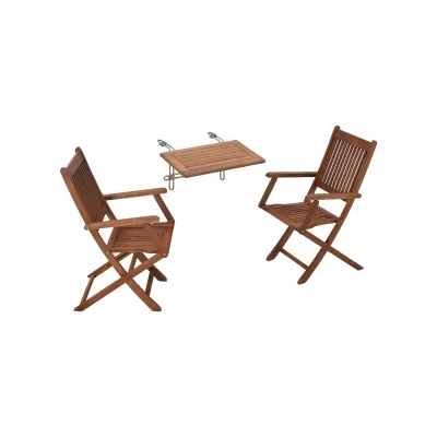 Merxx Balkonmöbel Set Rio 3 tlg.   Balkonhängetisch, 2 Stühle aus Eukalyptusholz