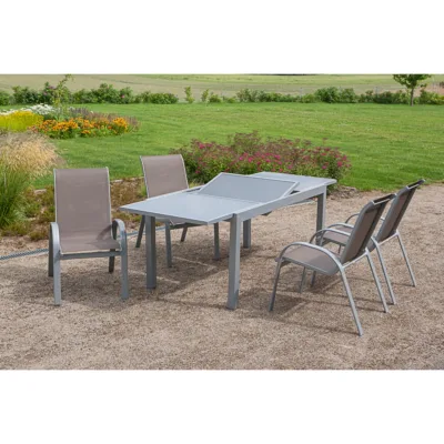 Merxx Tischgruppe Amalfi, 5-tlg. ca. 160/220 x 90 cm, taupe