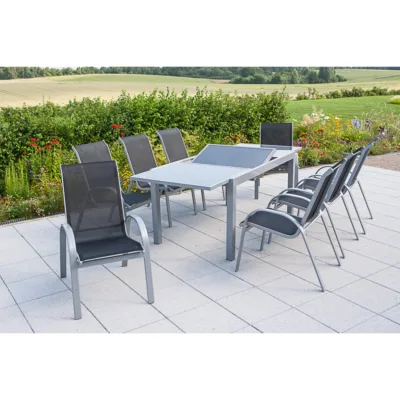 Merxx Tischgruppe Amalfi, 9-tlg. ca. 180/240 x 100 cm, schwarz
