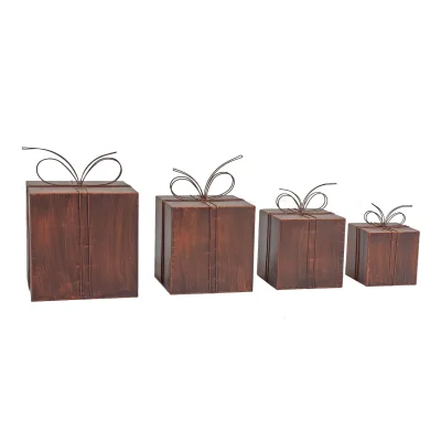 Metall-Deko Geschenkpakete, 4er Set