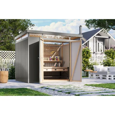 Metallgerätehaus Boldmere XXL im Set mit Anbaudach 2 m