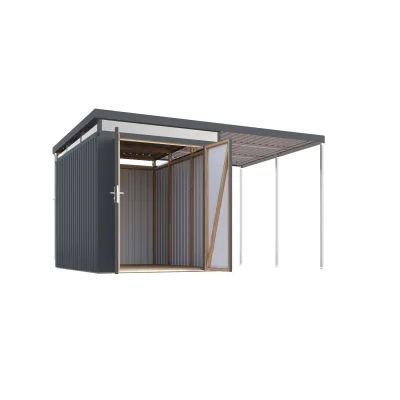 Metallgerätehaus Boldmere XXL im Set mit Anbaudach 2 m