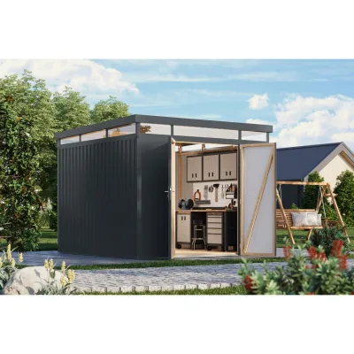 Metallgerätehaus Boldmere XXL im Set mit Anbaudach 2 m