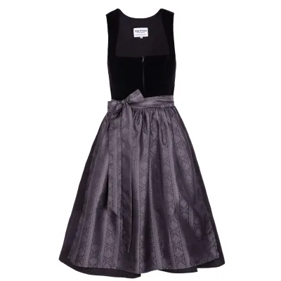 Midi Dirndl Evi Samt Schwarz