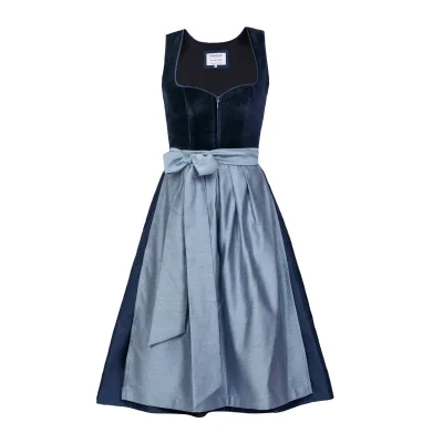 Midi Dirndl Luna Samt Blau
