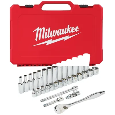 Milwaukee 3/8 Ratschen- und Steckschlüsseleinsatz Set 32-tlg. metr.