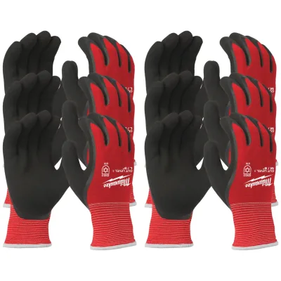 Milwaukee Kälteschutzhandschuh FLEX Cut Winter Klasse 1/A, Gr. 9 rot-schwarz, 12 Paar