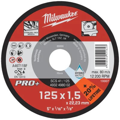 Milwaukee Metalltrennscheibe extradünn, PRO+, SCS 41 / 125 x 1,5 x 22 mm