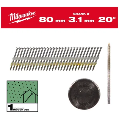 Milwaukee Rundkopf-Nägel 20° 80mm SC1 (1.750)