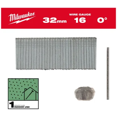 Milwaukee Stauchkopf-Nägel 16 Gauge für M18 FN16GS, 2,8 x 32 mm verzinkt, 0°