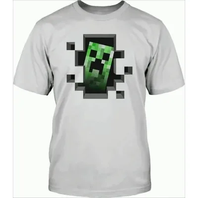 Minecraft Creeper Kinder T-Shirt 122/128 weiß