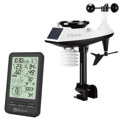 Miraval  Miraval Profi Funk-Wetterstation mit Wetterhahn Hygrometer Windgeschwindigkeit Temperatur