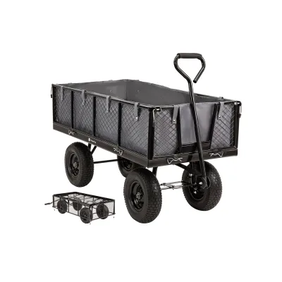 Miweba Bollerwagen MB-700, Transportwagen mit 700 kg Traglast, klappbar, Doppelachse, Stahlrahmen (Grau)