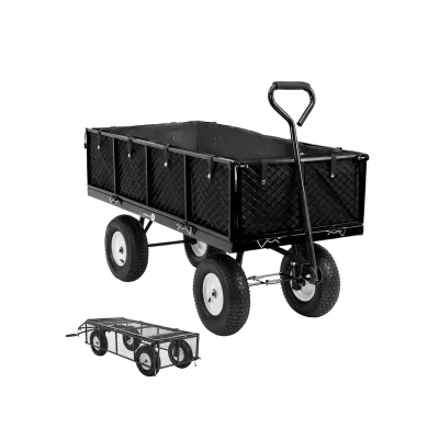 Miweba Bollerwagen MB-700, Transportwagen mit 700 kg Traglast, klappbar, Doppelachse, Stahlrahmen (Schwarz)