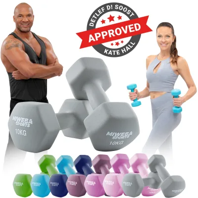 Miweba Sports Gymnastikhanteln 2er-Set NKH100, bodenschonend, 0,5-10 kg, Anti-Rutsch-Oberfläche (Grau, 2x 10,0 Kg)