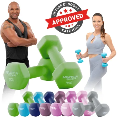 Miweba Sports Gymnastikhanteln 2er-Set NKH100, bodenschonend, 0,5-10 kg, Anti-Rutsch-Oberfläche (Grün, 2x 3,0 Kg)