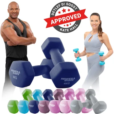 Miweba Sports Gymnastikhanteln 2er-Set NKH100, bodenschonend, 0,5-10 kg, Anti-Rutsch-Oberfläche (Königsblau, 2x 4,0 Kg)
