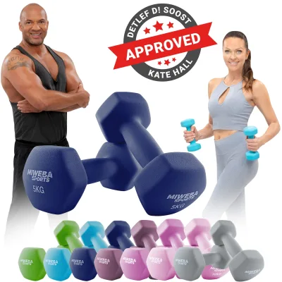 Miweba Sports Gymnastikhanteln 2er-Set NKH100, bodenschonend, 0,5-10 kg, Anti-Rutsch-Oberfläche (Königsblau, 2x 5,0 Kg)
