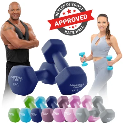 Miweba Sports Gymnastikhanteln 2er-Set NKH100, bodenschonend, 0,5-10 kg, Anti-Rutsch-Oberfläche (Königsblau, 2x 6,0 Kg)