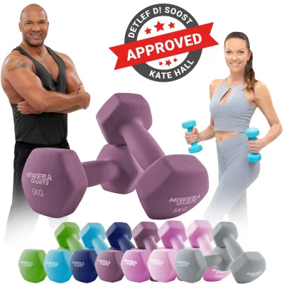 Miweba Sports Gymnastikhanteln 2er-Set NKH100, bodenschonend, 0,5-10 kg, Anti-Rutsch-Oberfläche (Lila, 2x 5,0 Kg)