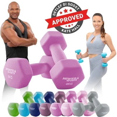 Miweba Sports Gymnastikhanteln 2er-Set NKH100, bodenschonend, 0,5-10 kg, Anti-Rutsch-Oberfläche (Pink, 2x 4,0 Kg)