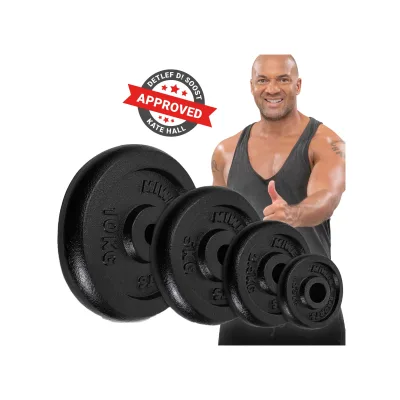 Miweba Sports Hantelscheiben HSG100, 2x 10 kg Hantel-Gewichte, passend für Ø 30mm, Set, Gusseisen