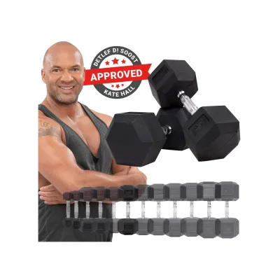 Miweba Sports Hexagon Kurzhanteln HGH100, Kurzhantel-Set, 2,5-15 kg, Gusseisen-Kern (Hantelpaar, 15 kg)