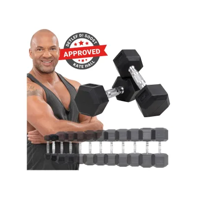Miweba Sports Hexagon Kurzhanteln HGH100, Kurzhantel-Set, 2,5-15 kg, Gusseisen-Kern (Hantelpaar, 5,0 kg)