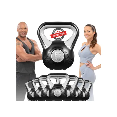 Miweba Sports Kettlebell KB200, Kunststoff-Kugelhantel, 4-12 kg, Anti-Rutsch-Griff, Hartgummifüße (6,0 kg)