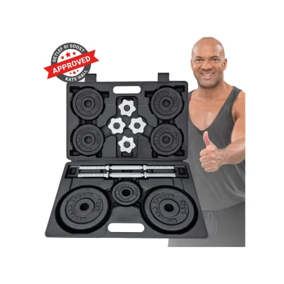 Miweba Sports Kurzhantel-Set MKH120, 20kg, Hantelkoffer, Gewichte aus Gusseisen, Stahl-Hantelstange (Mit Koffer)
