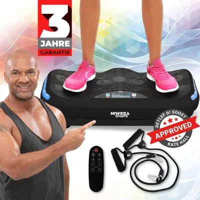 Miweba Sports Vibrationsplatte MV300, 4D-Wave-Vibration, Fernbedienung, 800 Watt, 16 Stufen, LED (Schwarz)