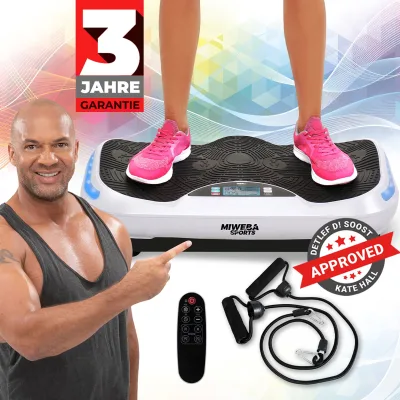 Miweba Sports Vibrationsplatte MV300, 4D-Wave-Vibration, Fernbedienung, 800 Watt, 16 Stufen, LED (Weiß)